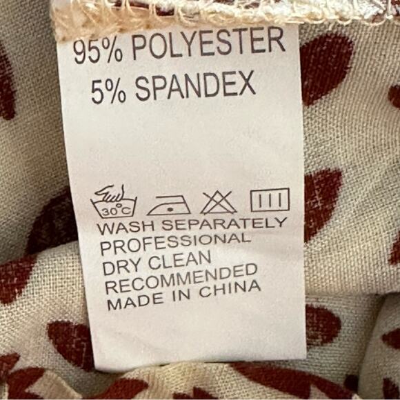 Coeur DE Vague Dress Cream Brown Print Sleeveless Halter Tie Back Dress Medium - Picture 11 of 12